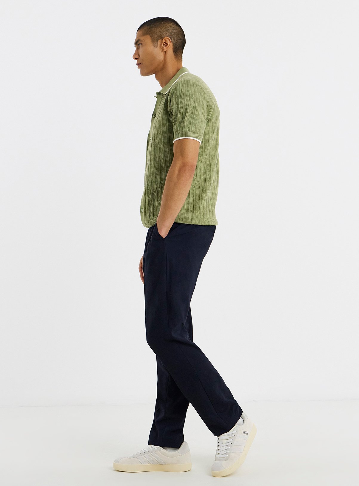 JACAMO Button Through Texture Knitted Polo M - Image 4 thumbnail