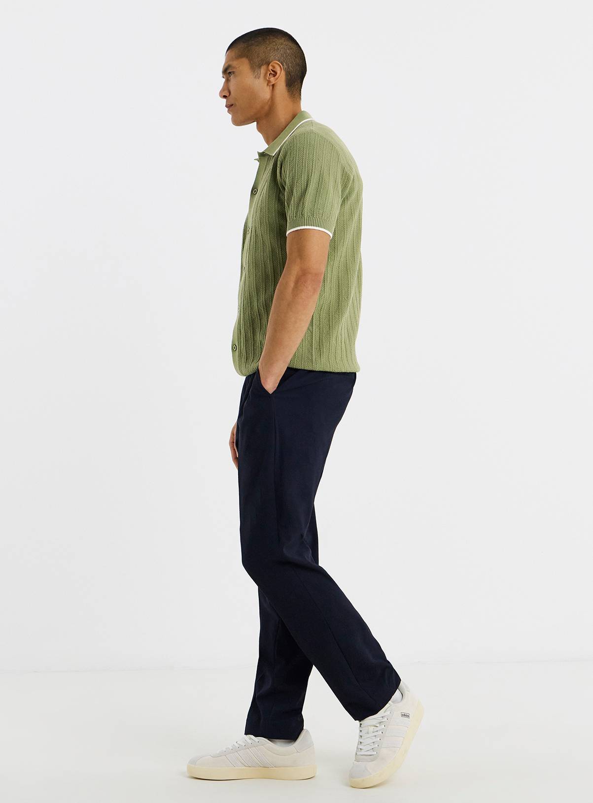 JACAMO Button Through Texture Knitted Polo M - Image 4