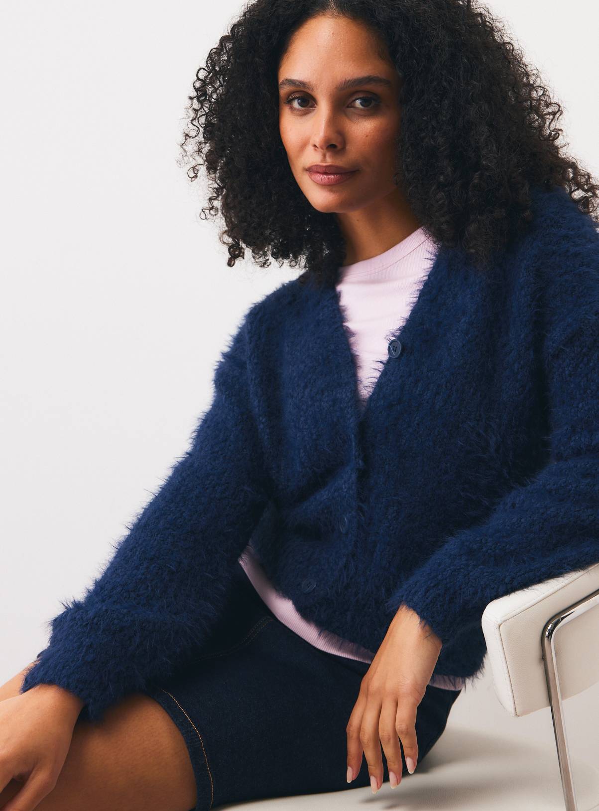 Eyelash Fancy Yarn Cardigan XL - Image 1