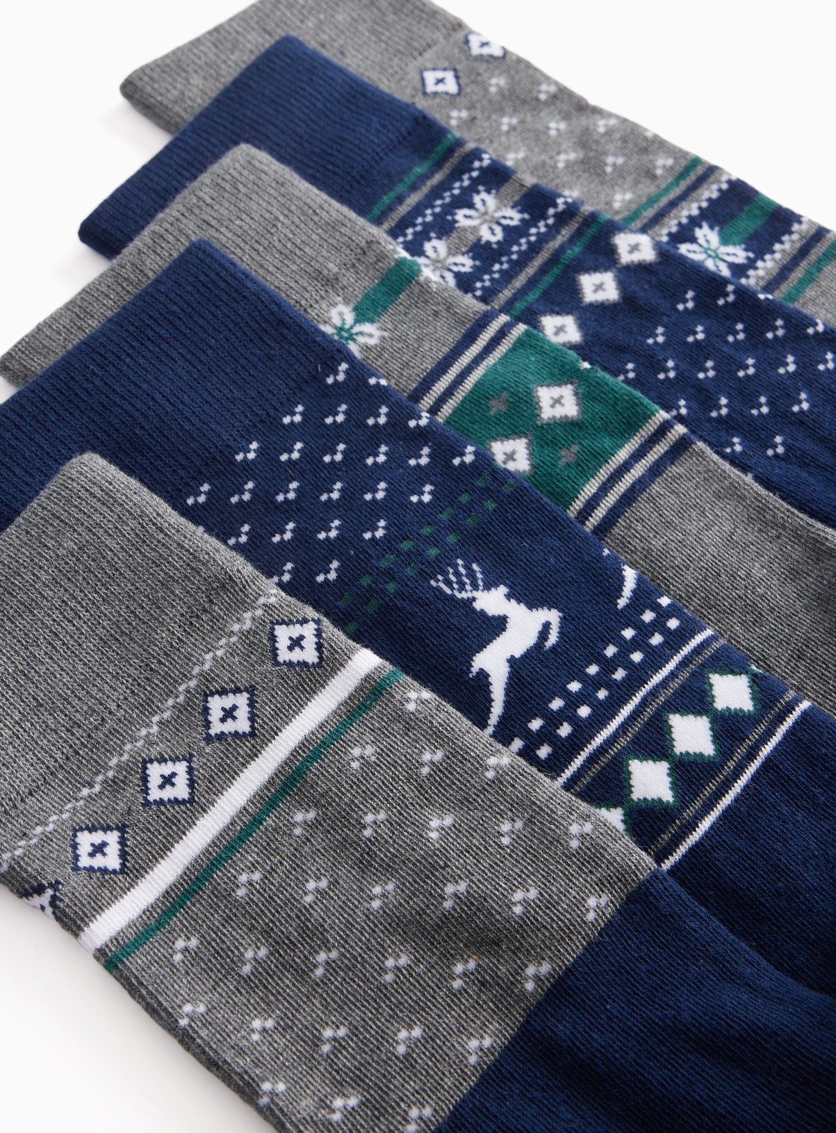 Fairisle Stag Socks 5 Pack 6-8.5 - Image 2 thumbnail