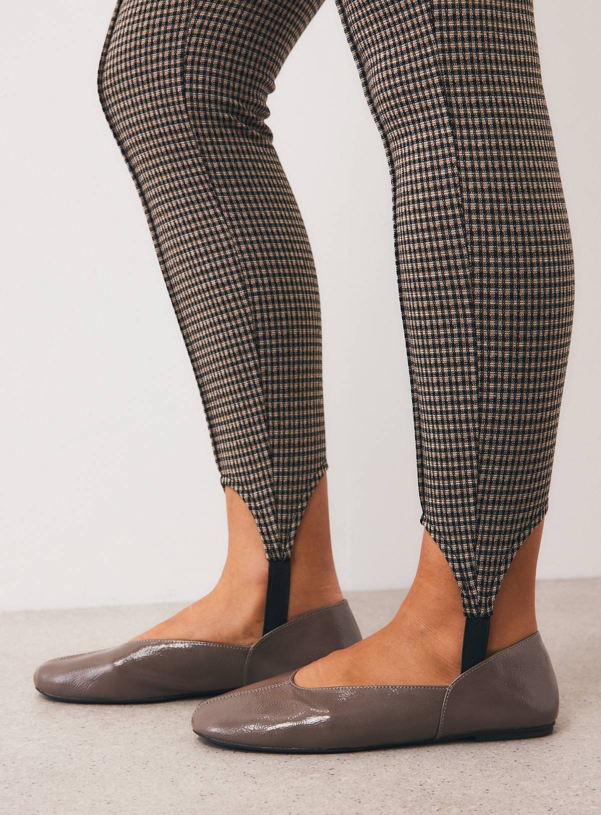 Brown Check Ponte Stirrup Leggings XL - Image 2