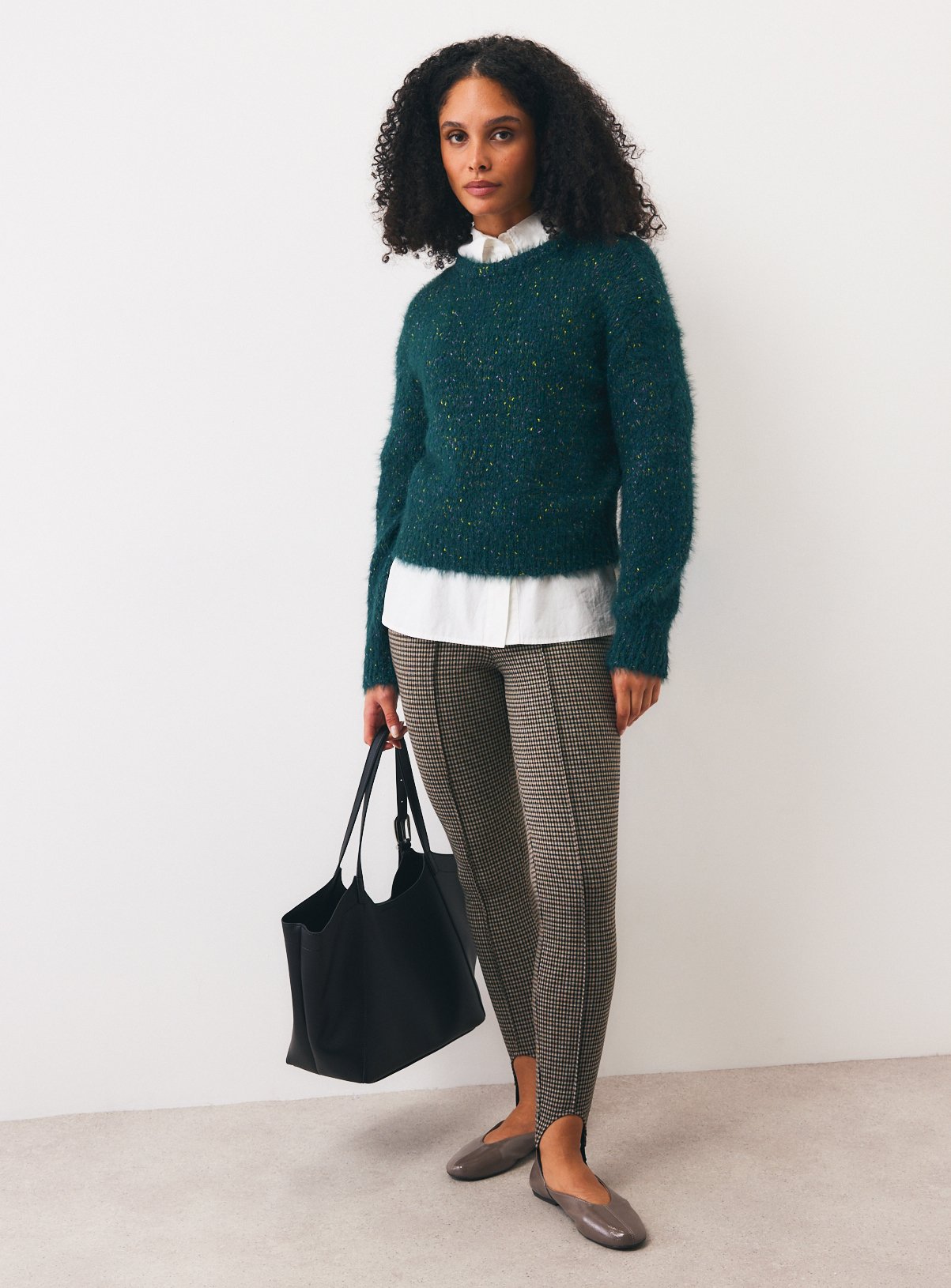 Brown Check Ponte Stirrup Leggings XL - Image 3 thumbnail