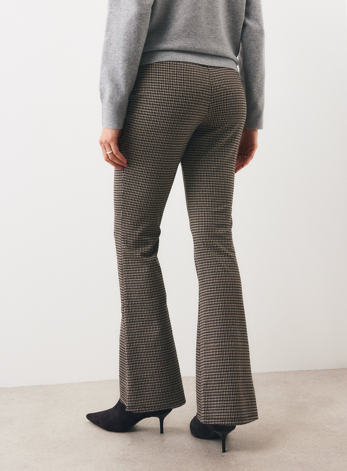 Brown Check Kickflare Leggings L - Image 4 thumbnail