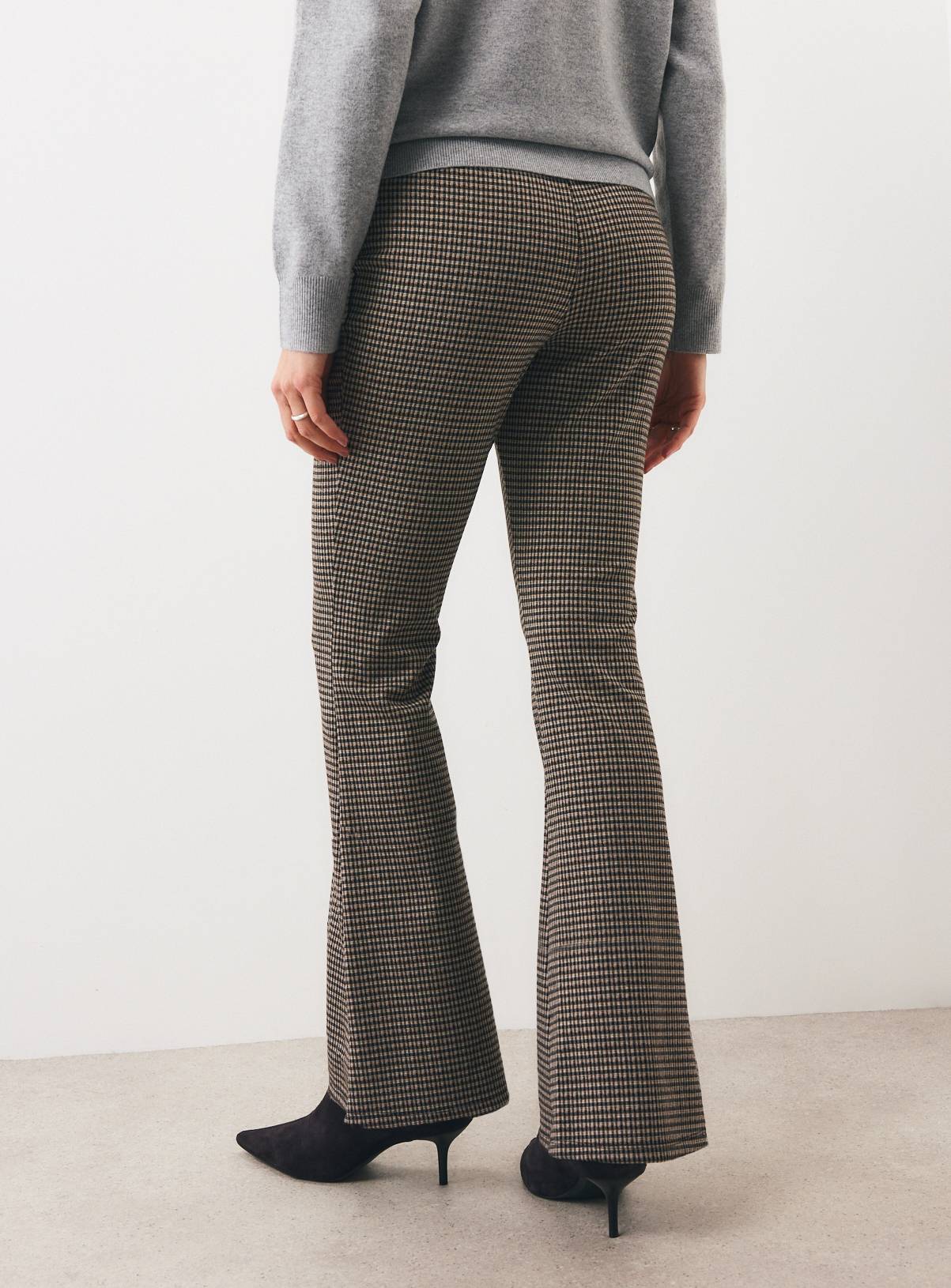 Brown Check Kickflare Leggings L - Image 4