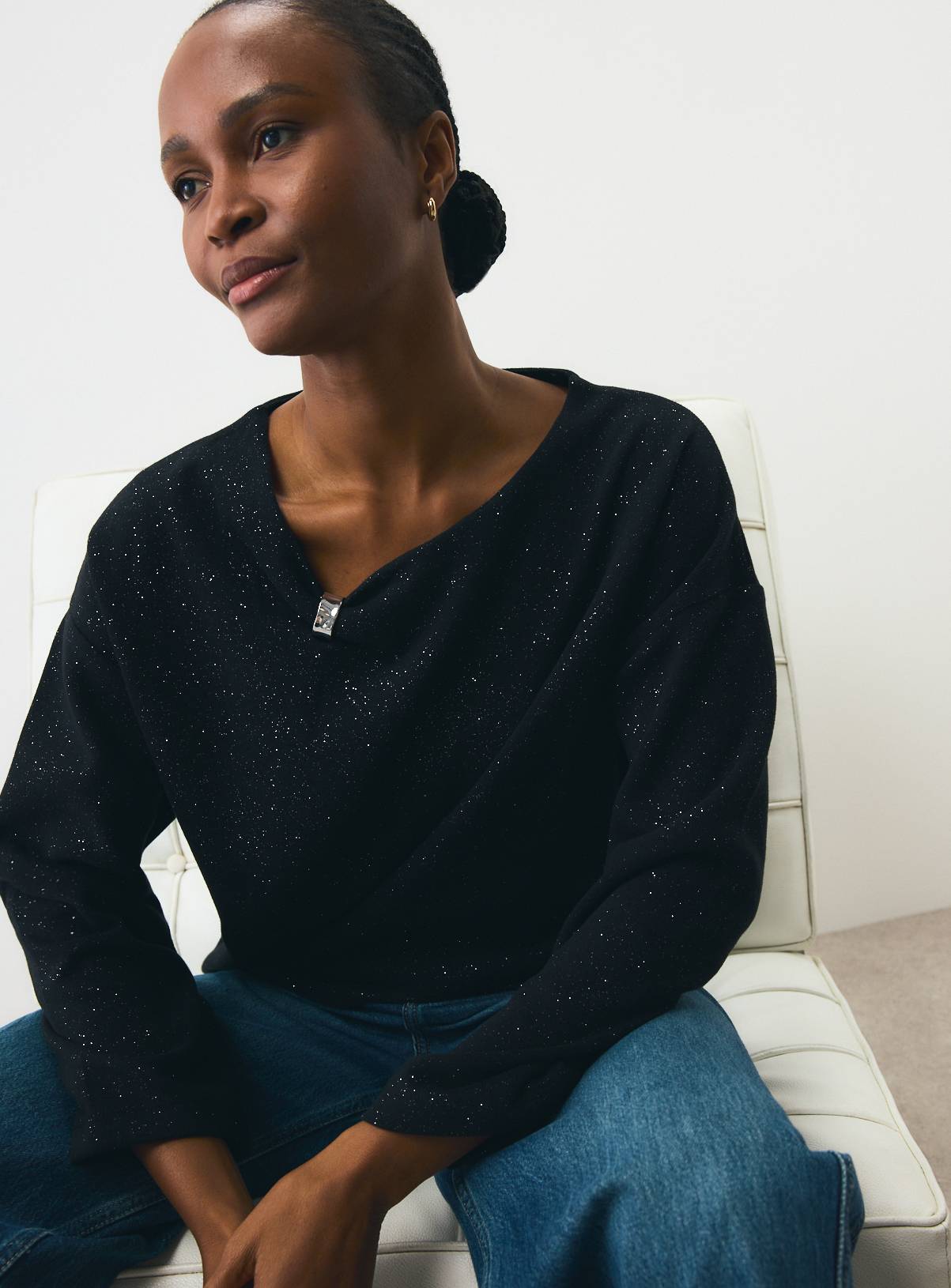 Black Sparkle Trim Top XXL - Image 1