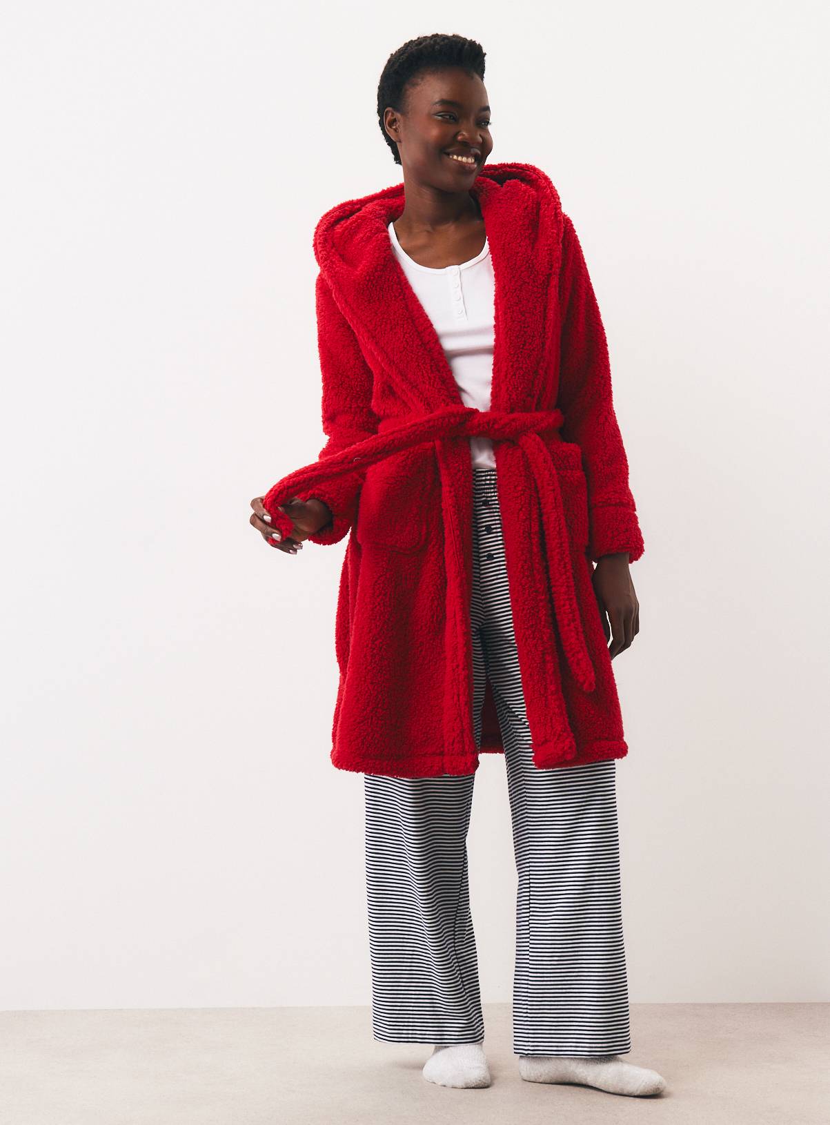Red Borg Hooded Dressing Gown S - Image 2