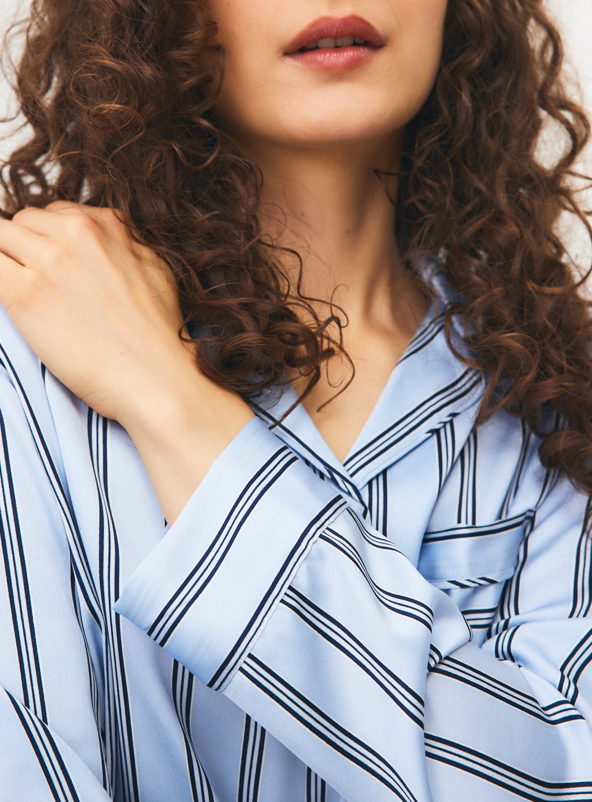 Blue Stripe Satin Pyjamas XXL - Image 3 thumbnail
