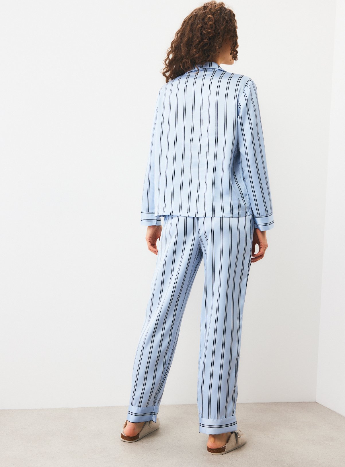 Blue Stripe Satin Pyjamas XXL - Image 4 thumbnail
