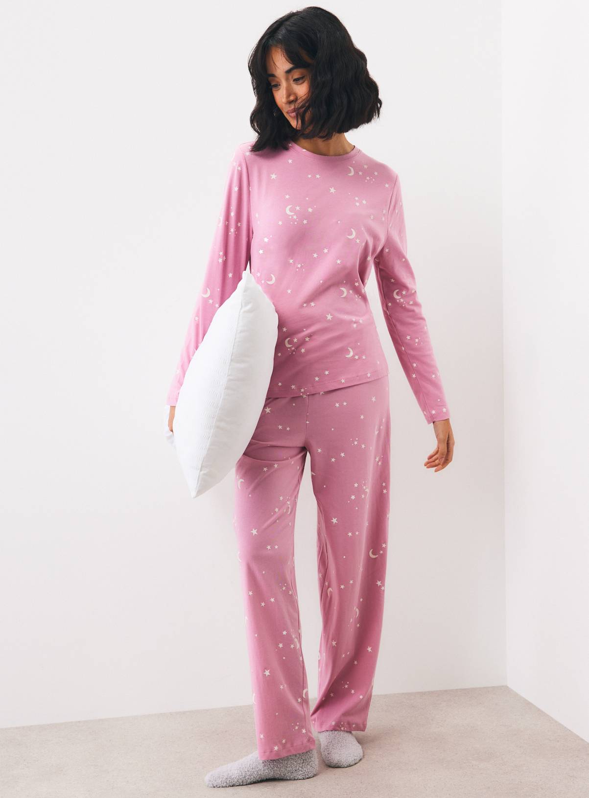 Pink Moon & Stars Long Sleeve Pyjama Set XXL - Image 2