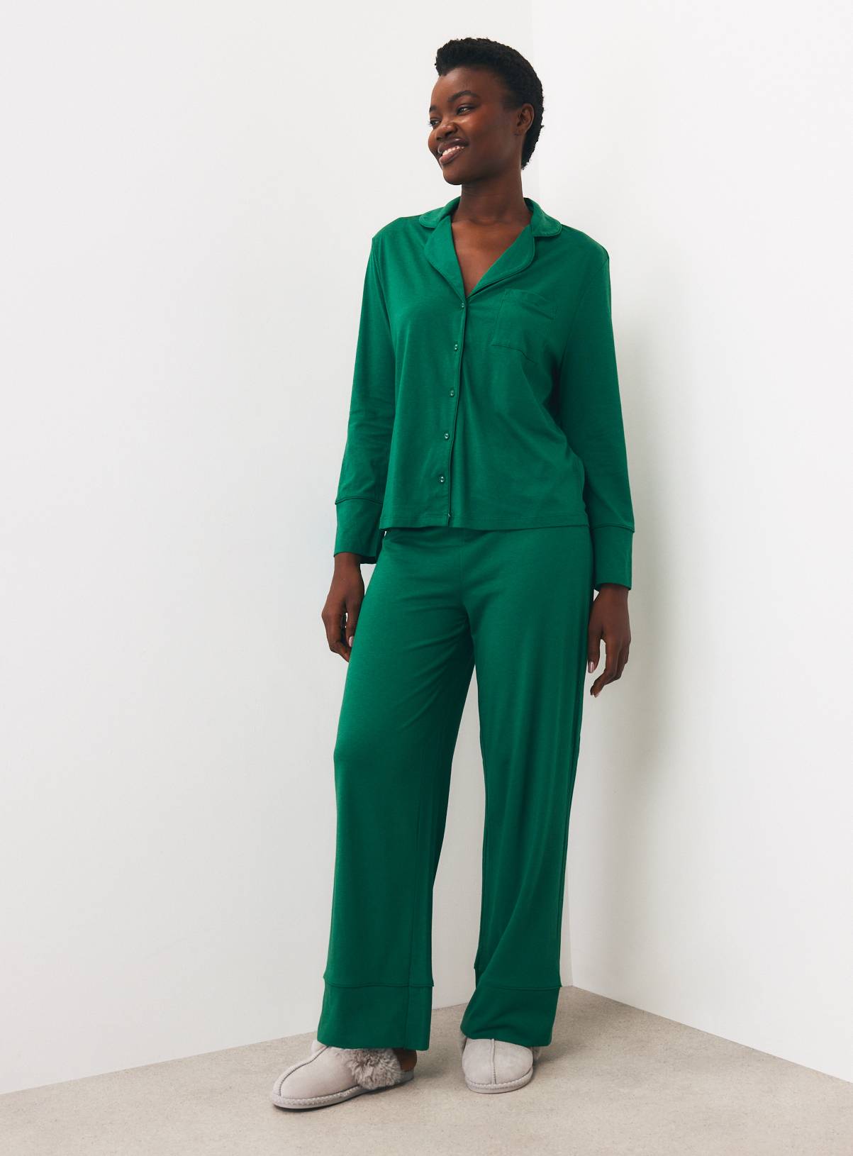 Green Christmas Modal Traditional Pyjama Set M - Image 1