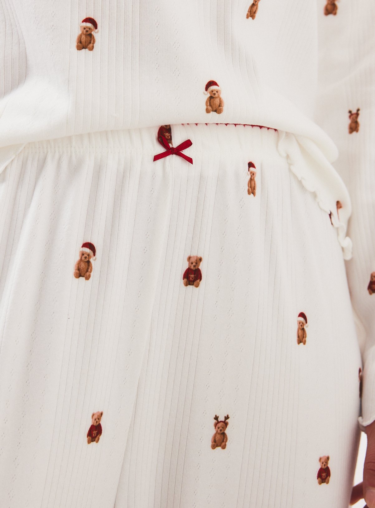 Mini Me Christmas Teddy Bear Pointelle Pyjama Set L - Image 3 thumbnail