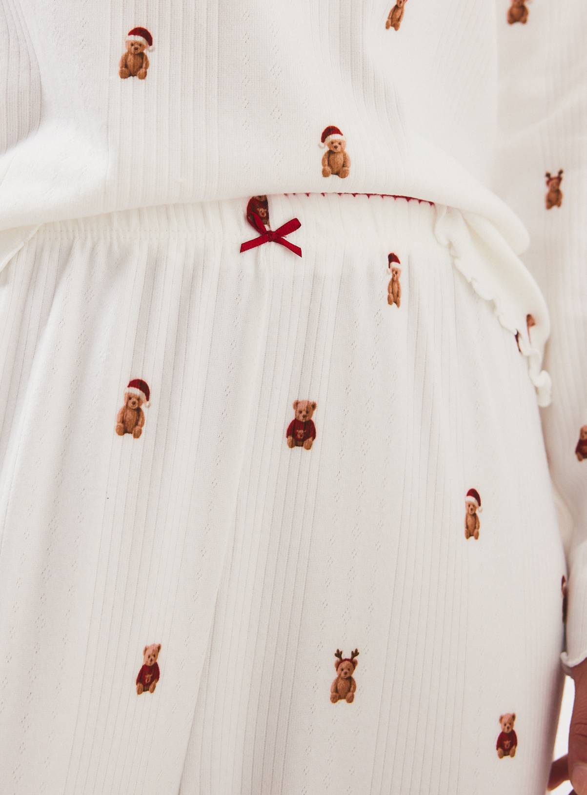 Mini Me Christmas Teddy Bear Pointelle Pyjama Set L - Image 3