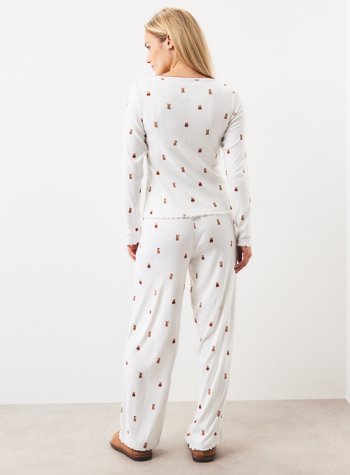 Mini Me Christmas Teddy Bear Pointelle Pyjama Set L - Image 4 thumbnail