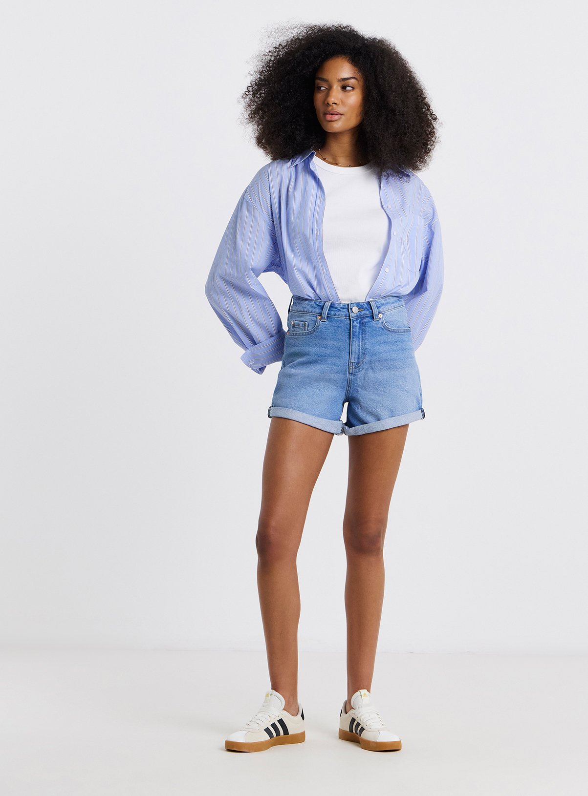 SIMPLY BE Light Blue 99/1 Loose Mom Shorts 24 - Image 3 thumbnail