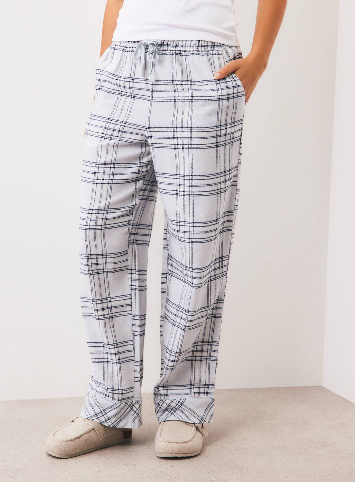 Blue Check Woven Pyjama Bottoms XL - Image 1