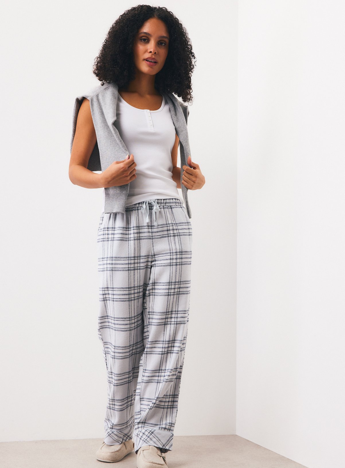Blue Check Woven Pyjama Bottoms XL - Image 2 thumbnail