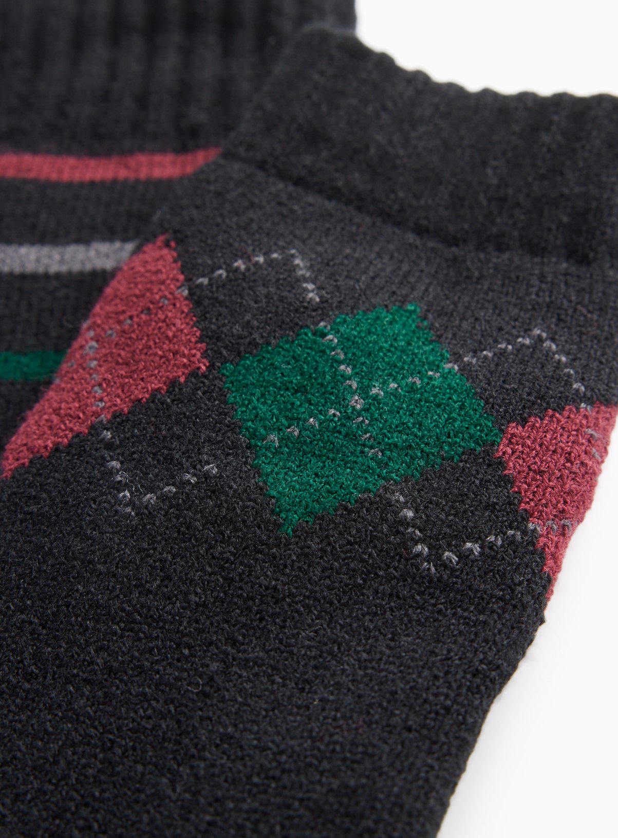 Black Argyle Brushed Thermal Slipper Socks 2 Pack 6-11 - Image 2 thumbnail