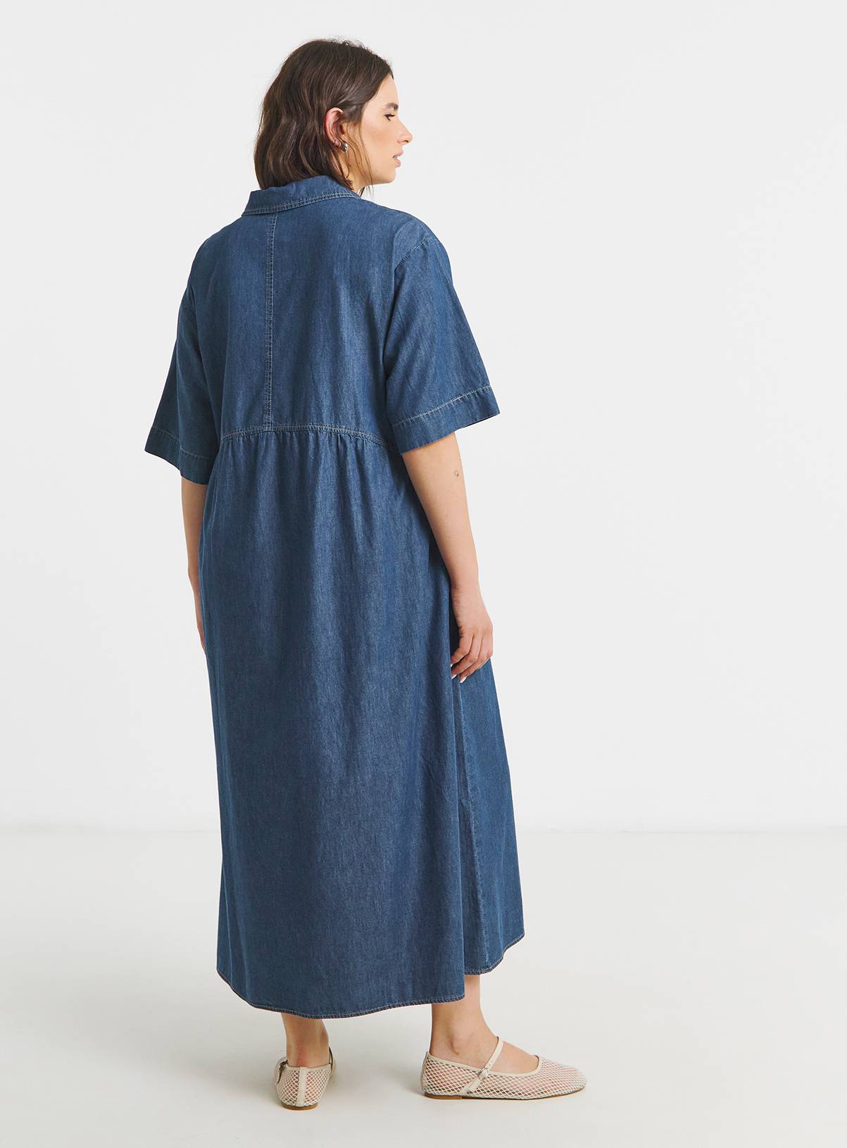 SIMPLY BE Short Sleeve Collared Denim Midaxi Dress 16 - Image 2