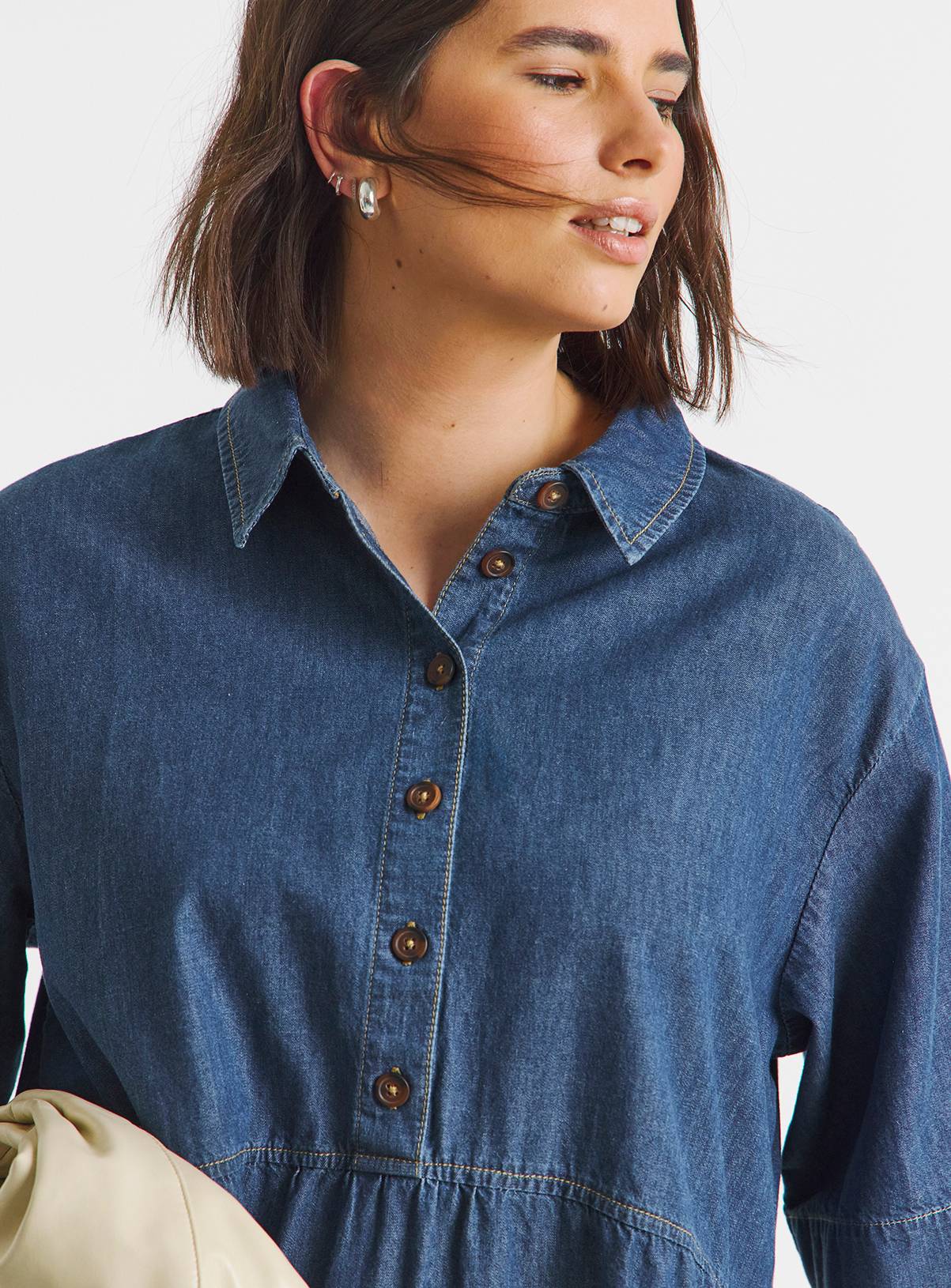 SIMPLY BE Short Sleeve Collared Denim Midaxi Dress 16 - Image 4