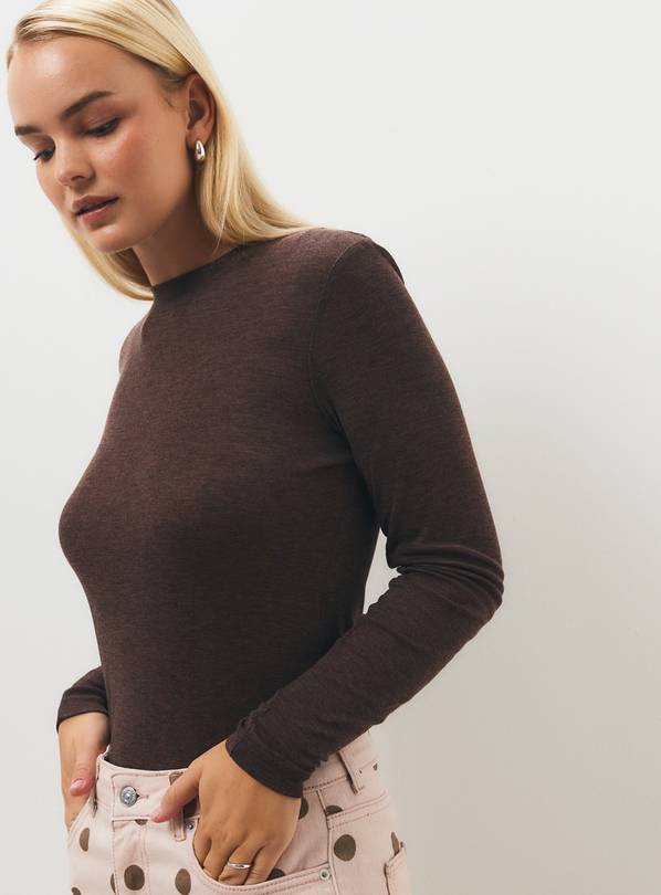 Brown Wool Blend Second Skin Top 24