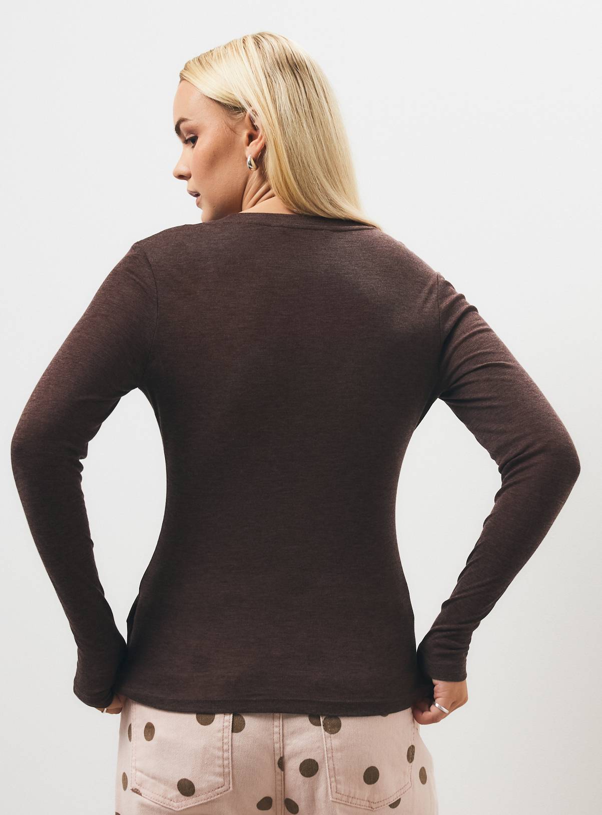Brown Wool Blend Second Skin Top 8 - Image 4