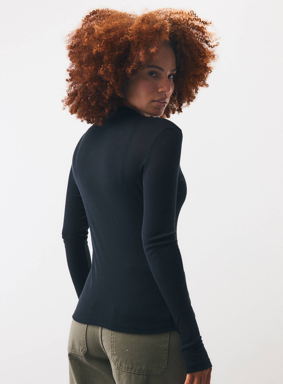 Black High Neck Top With Wool 16 - Image 4