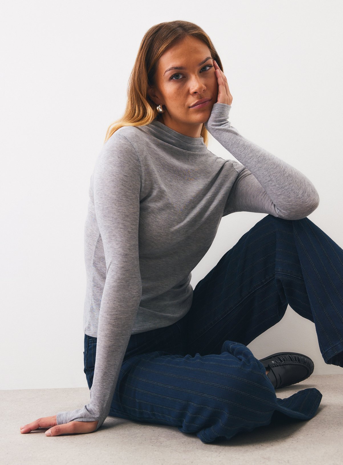 Grey High Neck Top With Wool 16 - Image 1 thumbnail