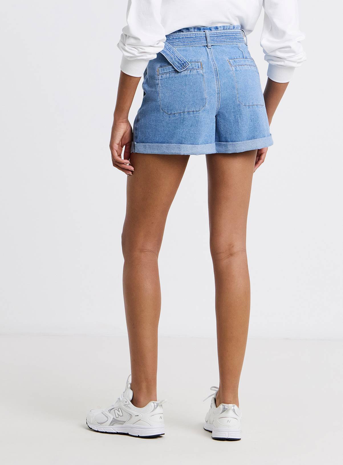 SIMPLY BE Light Blue Belted Denim Shorts 12 - Image 2