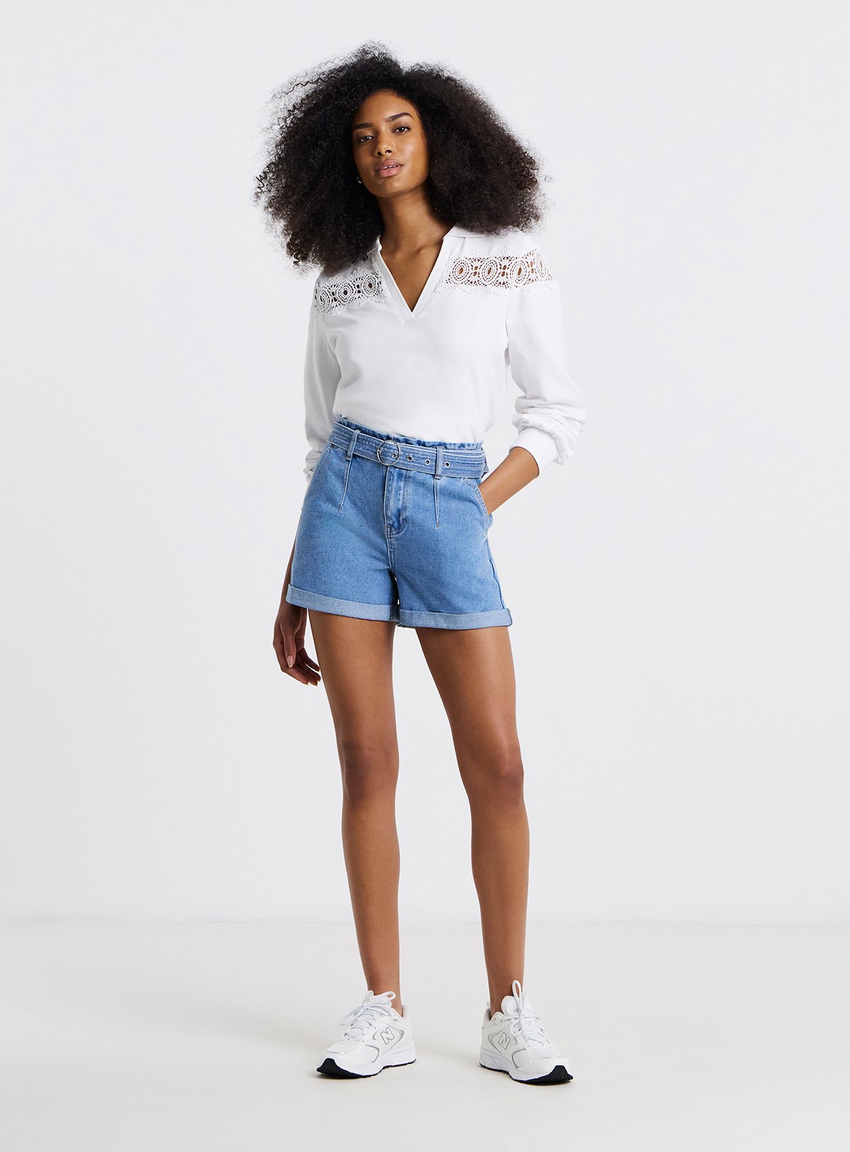 SIMPLY BE Light Blue Belted Denim Shorts 12 - Image 3 thumbnail