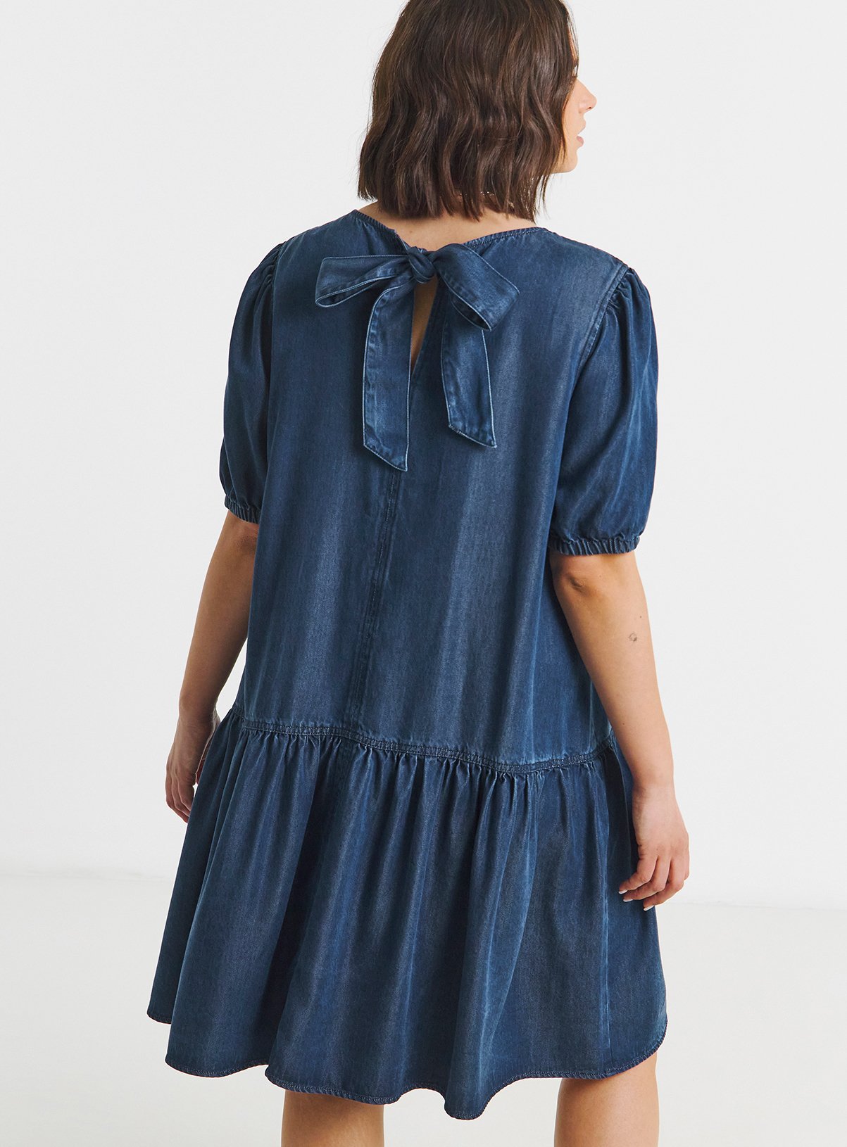 SIMPLY BE Indigo Drop Waist Mini Denim Dress 10 - Image 2 thumbnail