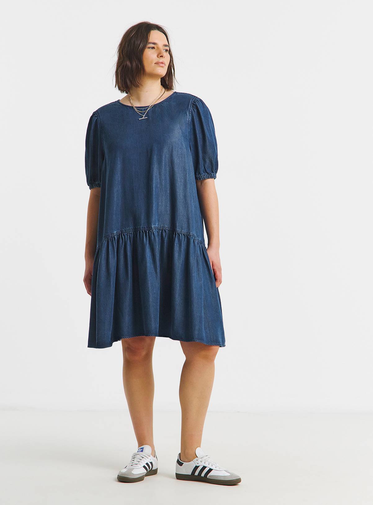 SIMPLY BE Indigo Drop Waist Mini Denim Dress 10 - Image 3