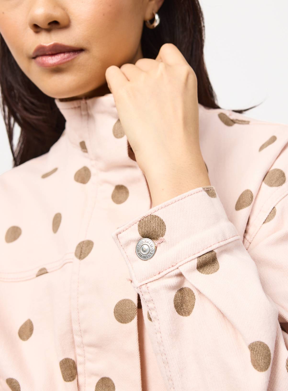 Pink Polka Dot Funnel Neck Bomber Jacket 10 - Image 3