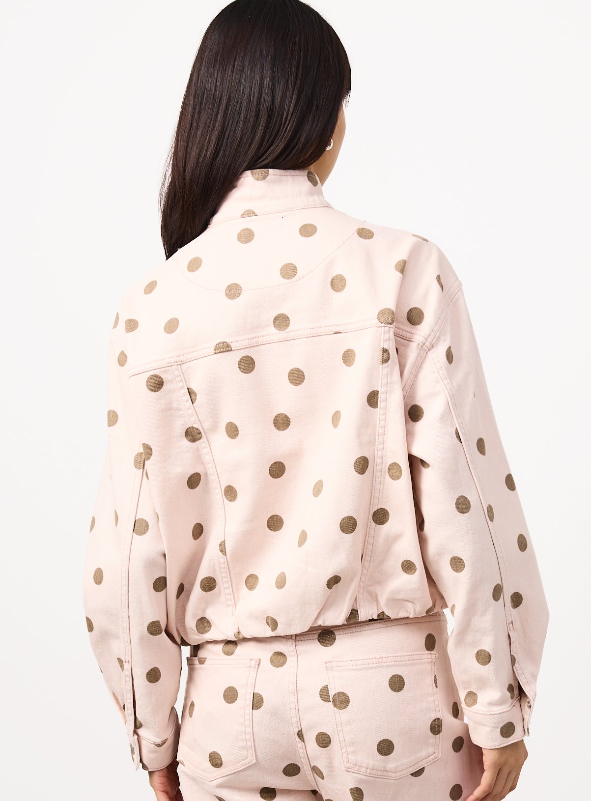 Pink Polka Dot Funnel Neck Bomber Jacket 10 - Image 4 thumbnail