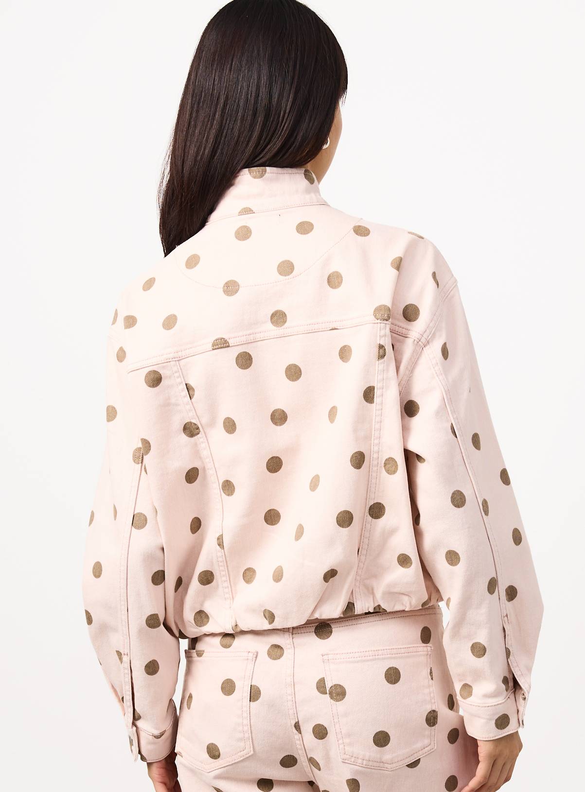 Pink Polka Dot Funnel Neck Bomber Jacket 10 - Image 4