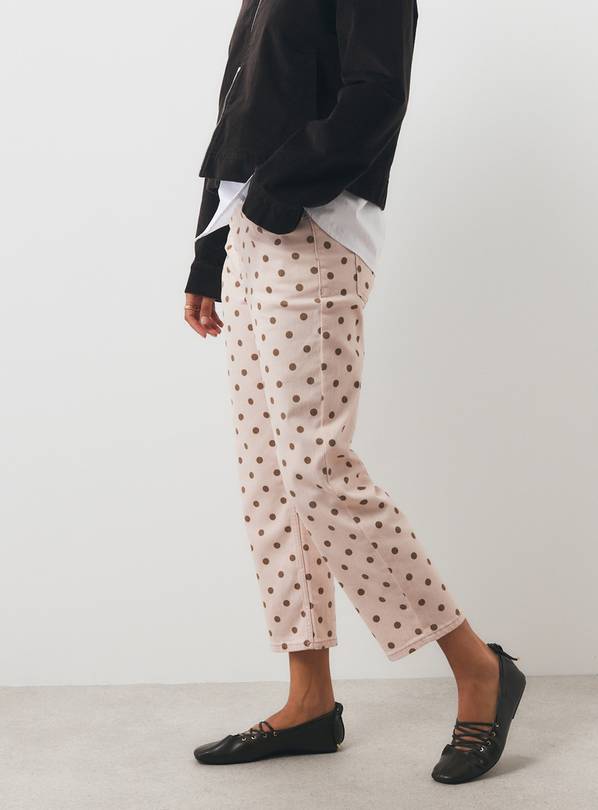 Pink Polka Dot Denim Crop Slim Jeans 16