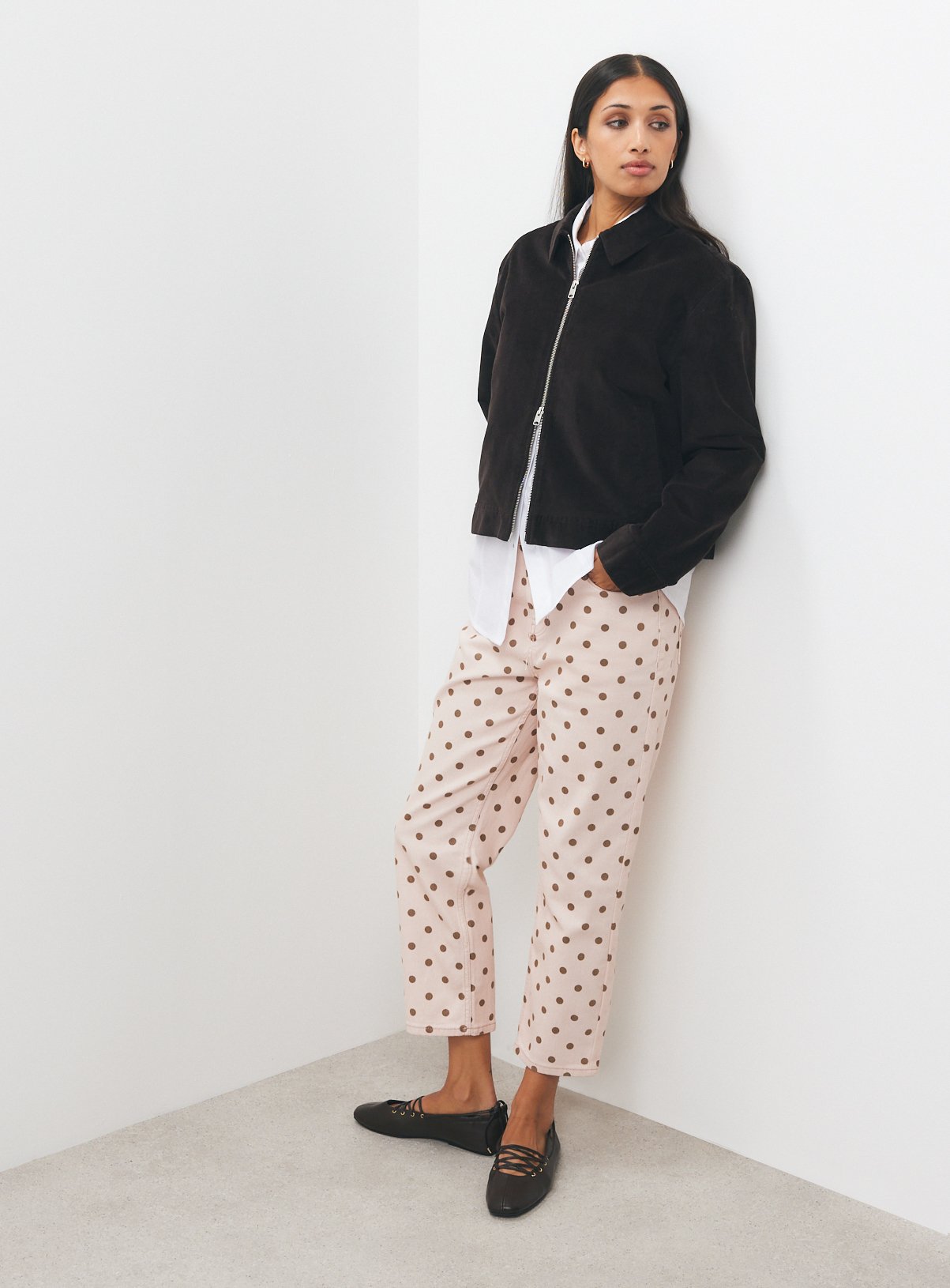 Pink Polka Dot Denim Crop Slim Jeans 18 - Image 2 thumbnail