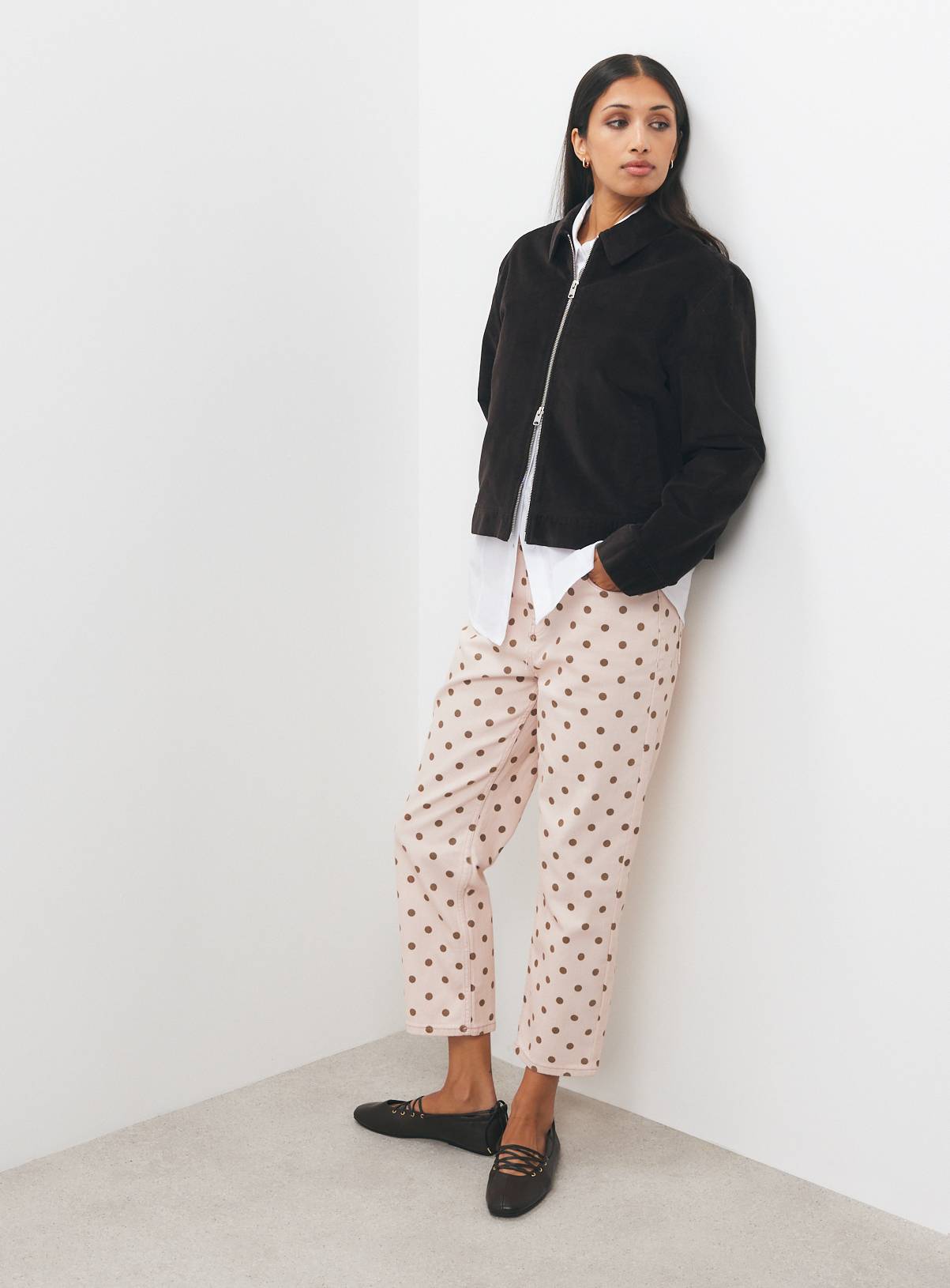 Pink Polka Dot Denim Crop Slim Jeans 18 - Image 2
