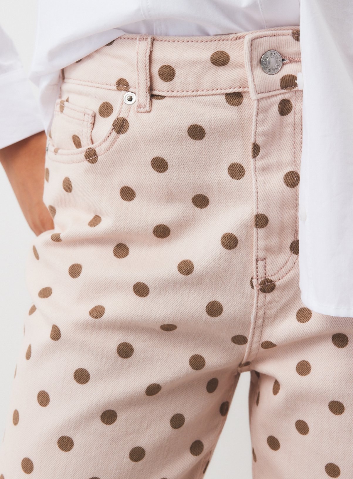 Pink Polka Dot Denim Crop Slim Jeans 18 - Image 3 thumbnail
