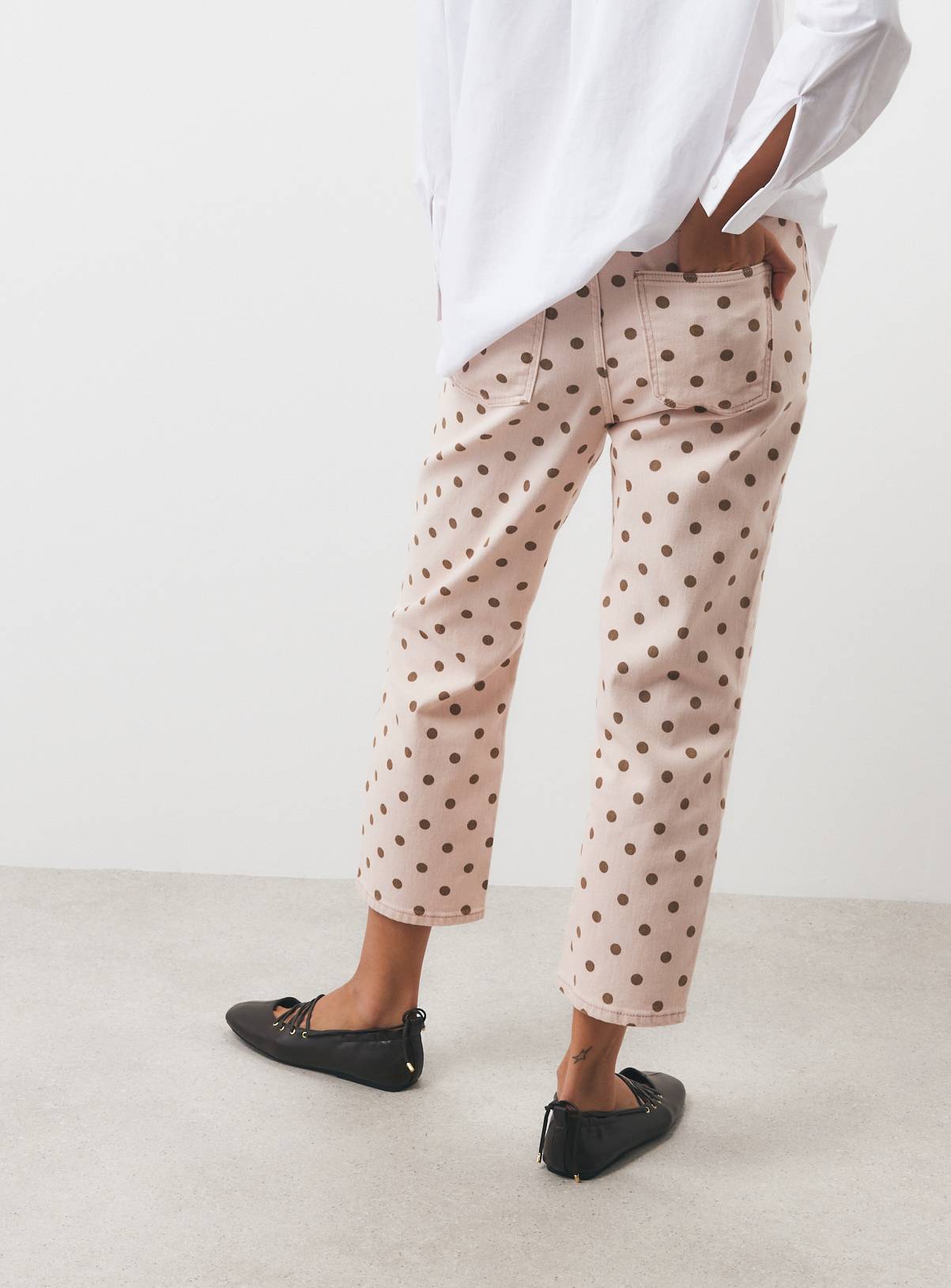 Pink Polka Dot Denim Crop Slim Jeans 18 - Image 4