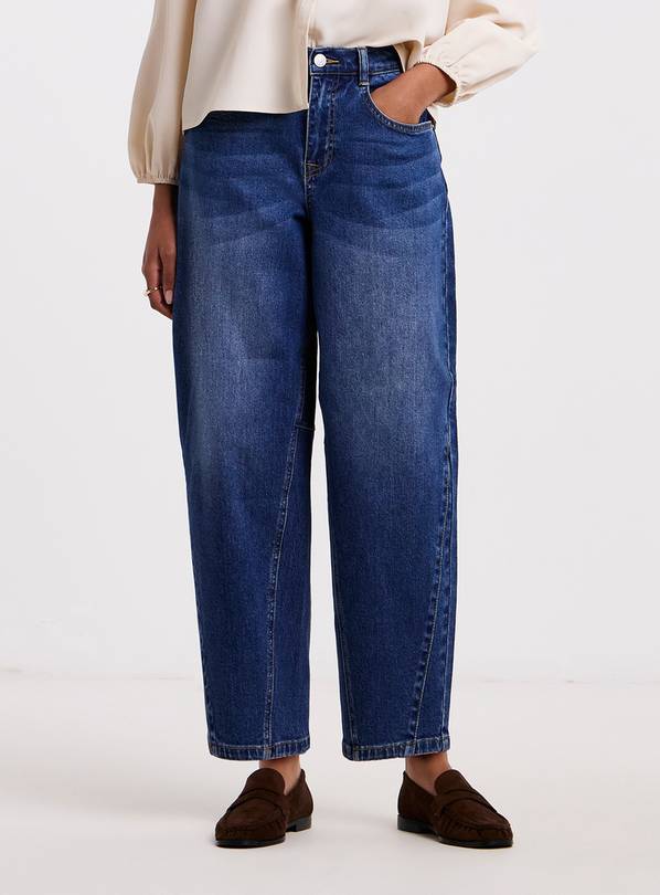 SIMPLY BE  Mid Wash Cropped Barrel Jeans 16