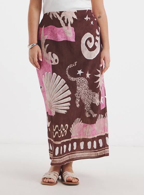 SIMPLY BE Chocolate Cheetah Print Skirt 14