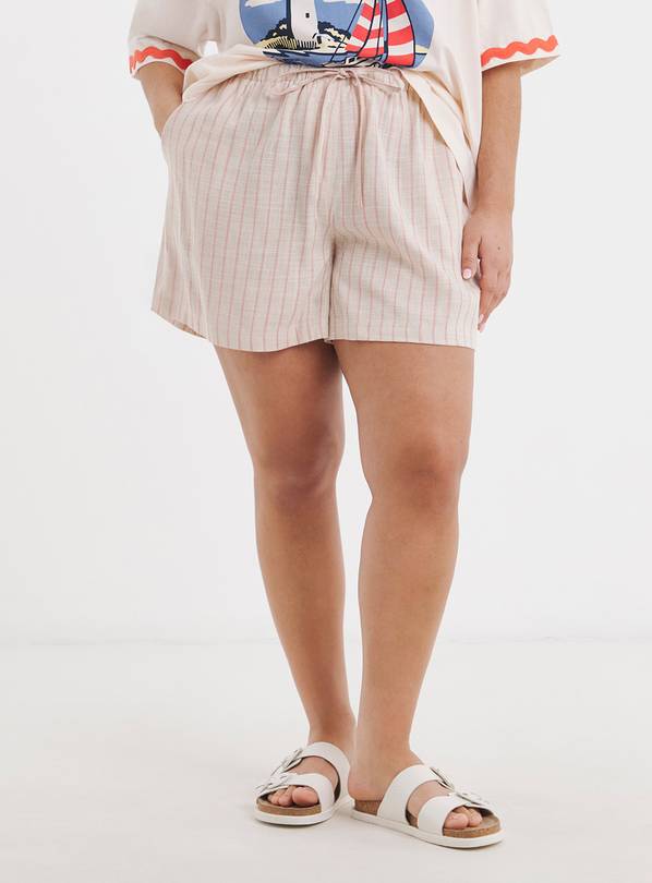 SIMPLY BE  Pink Stripe Linen Shorts 12