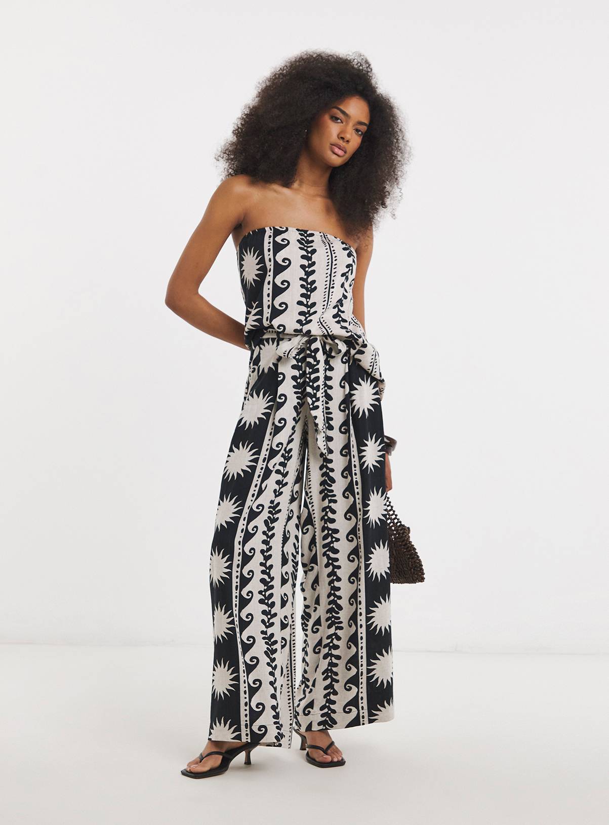 SIMPLY BE Mono Printed Palazzo Trouser 32 - Image 3