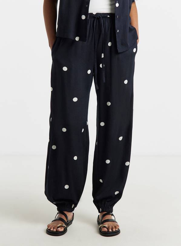 SIMPLY BE Spot Print Tie Hem Linen Trouser 18