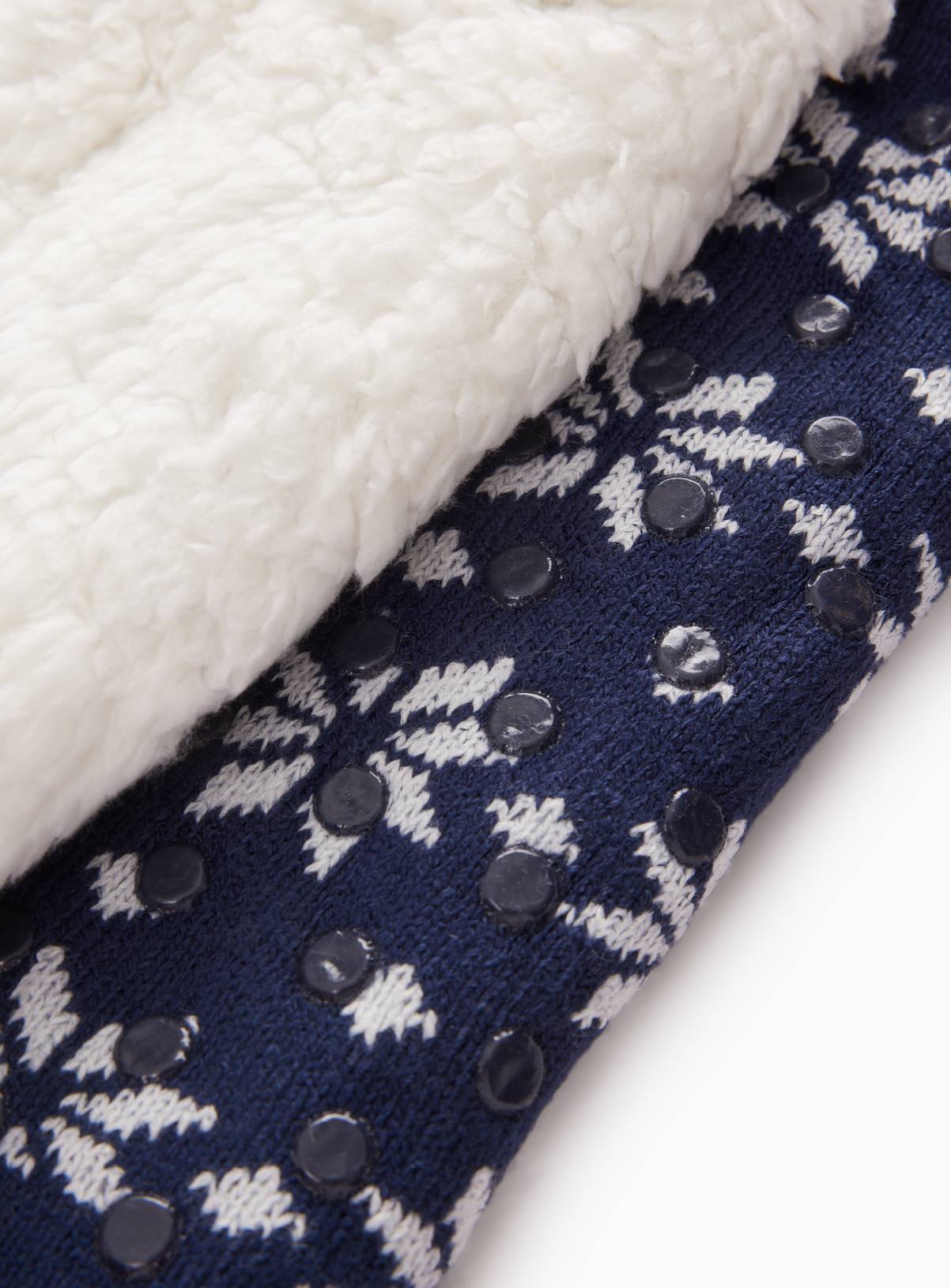 Navy Fair Isle Chunky Slipper Socks 6-11 - Image 2