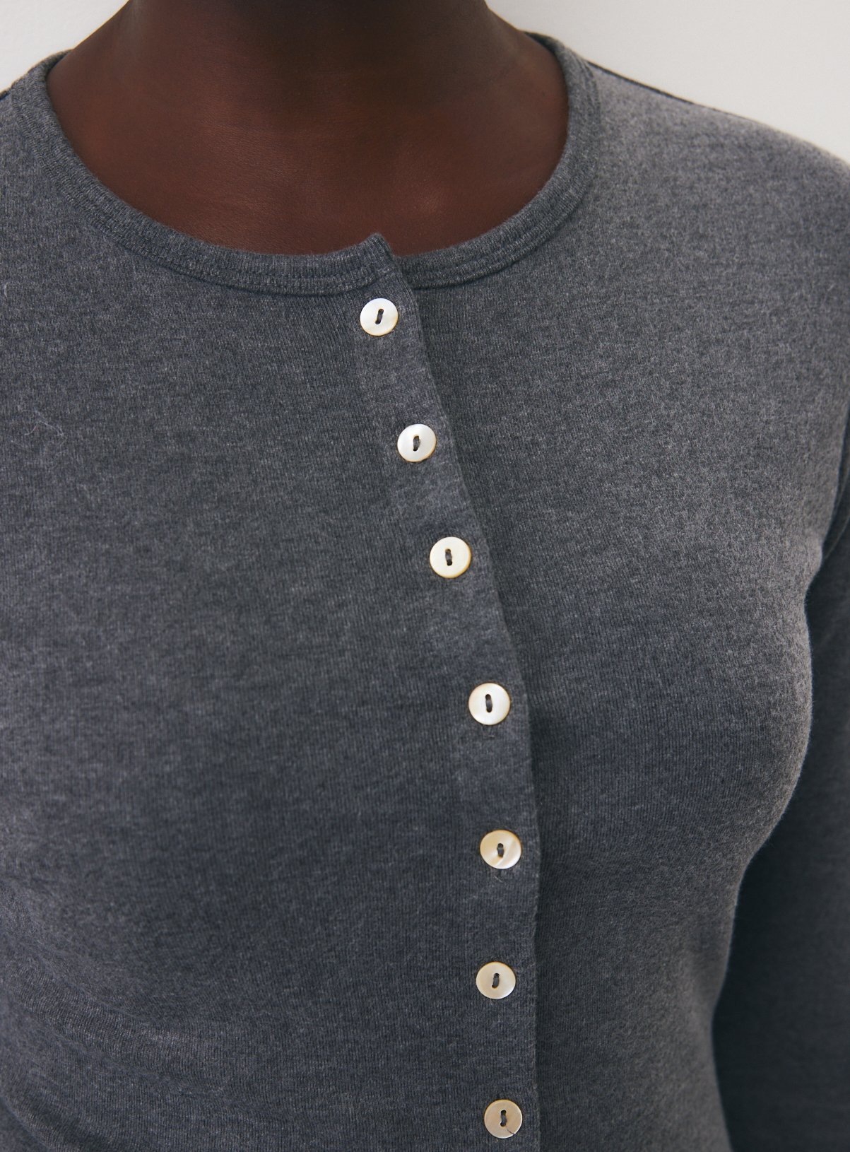Charcoal Crewneck Button-Through Top  16 - Image 3 thumbnail