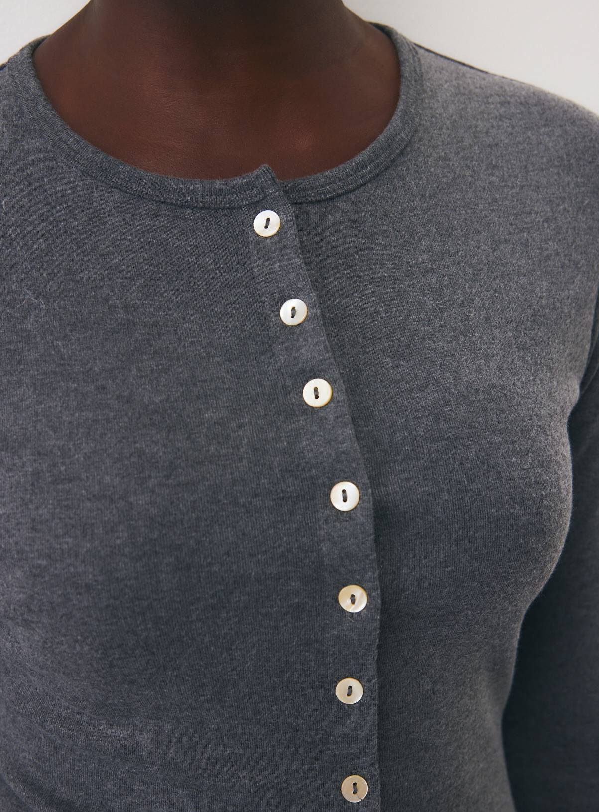Charcoal Crewneck Button-Through Top  16 - Image 3