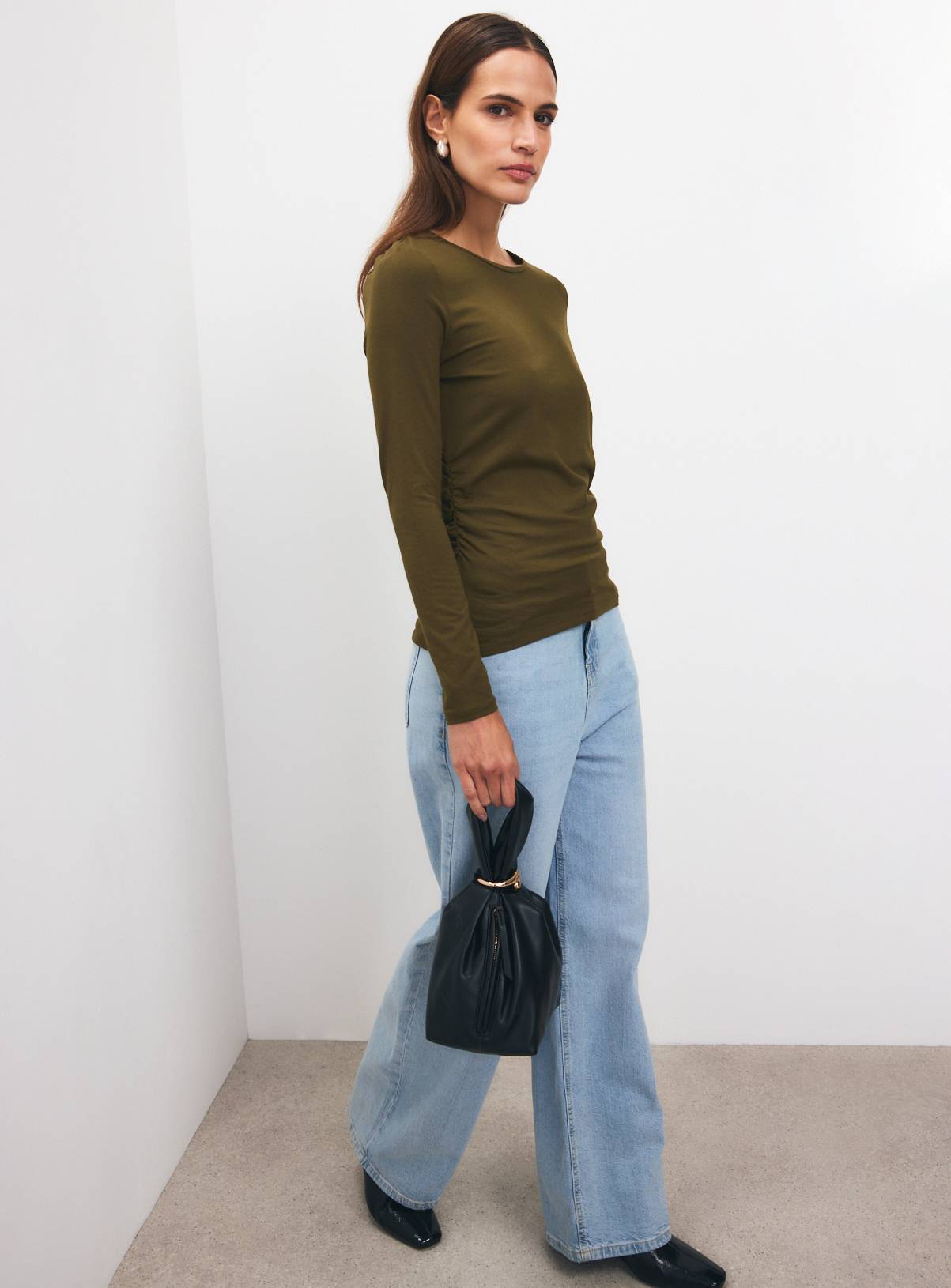 Khaki Ruched Crewneck Top 10 - Image 2