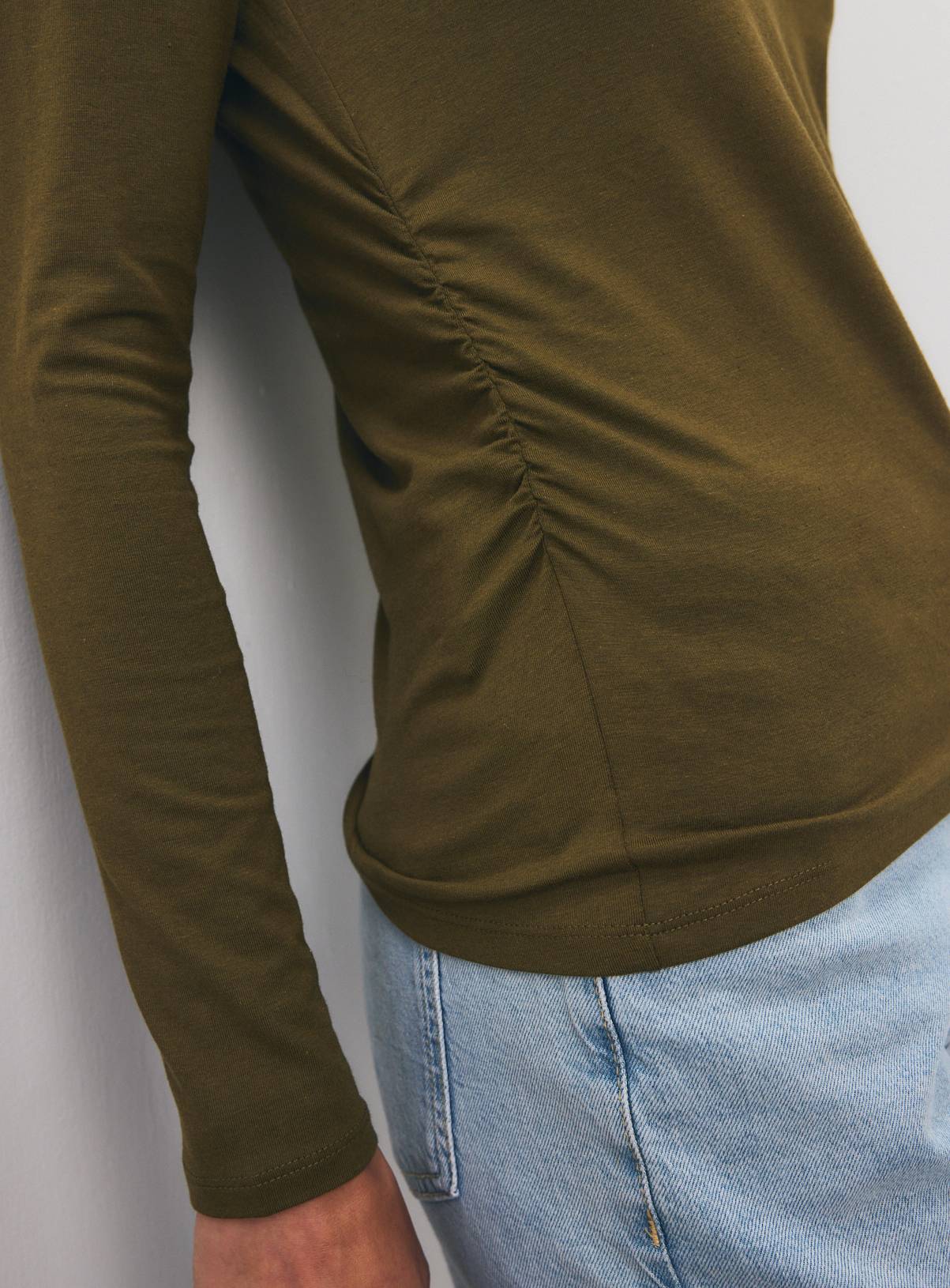 Khaki Ruched Crewneck Top 10 - Image 3