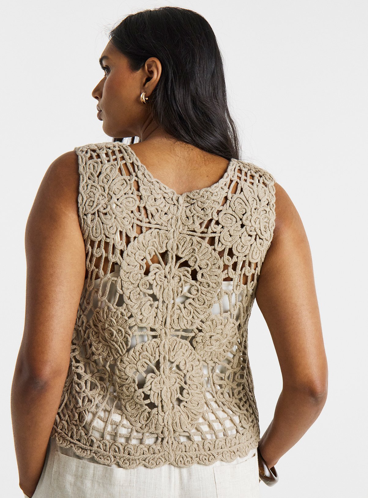 SIMPLY BE Crochet Knitted Waistcoat 28-30 - Image 2 thumbnail